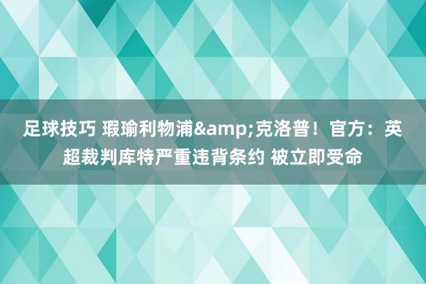 足球技巧 瑕瑜利物浦&克洛普！官方：英超裁判库特严重违背条约 被立即受命