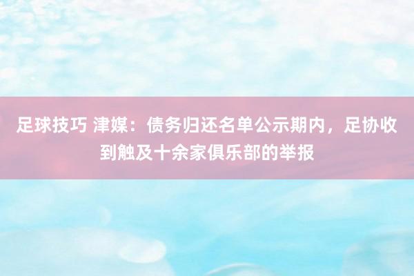 足球技巧 津媒：债务归还名单公示期内，足协收到触及十余家俱乐部的举报